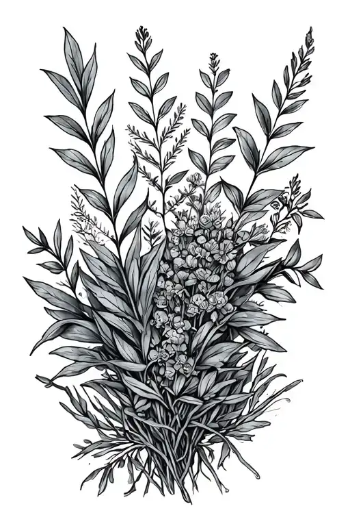 bundle of herbs  tattoo design idea