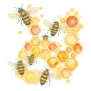 honeycombs with honey drop and bee and wasp and mandarine swarm tattoo design idea