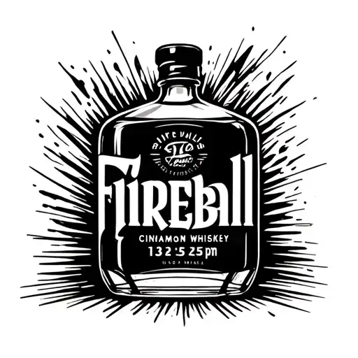 Simple design of Fireball Cinnamon Whiskey bottle showing the time 13:25pm including 555 tattoo design idea