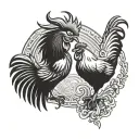 two rooster fighting each other tattoo design idea