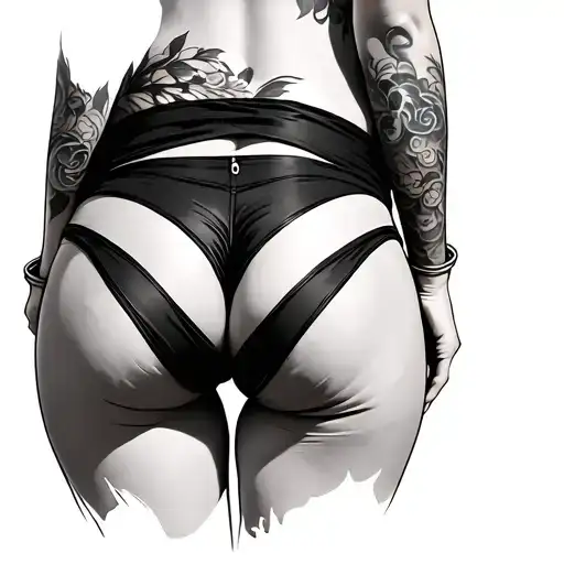 Buttocks tattoo design idea