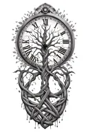 celtic tree of life clock surrounded by celtic knot tattoo design idea
