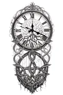 celtic tree of life clock surrounded by celtic knot tattoo design idea