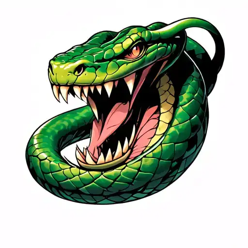 large fangs snake tattoo design idea