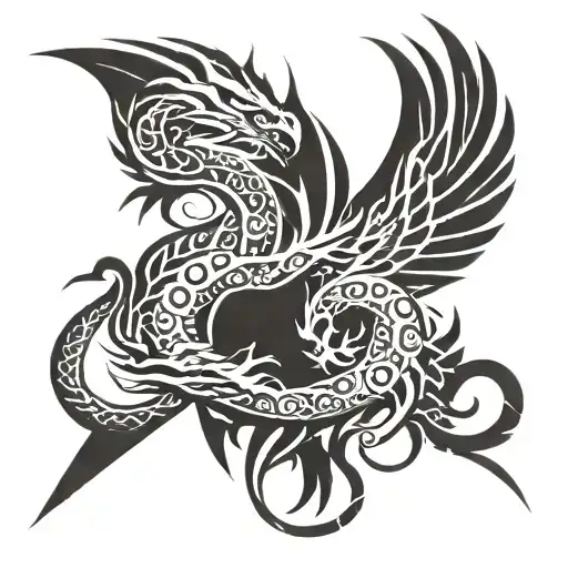 dragon and Phoenix   tattoo design idea