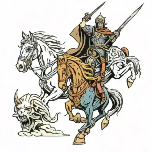 conquest of the four horsemen tattoo design idea