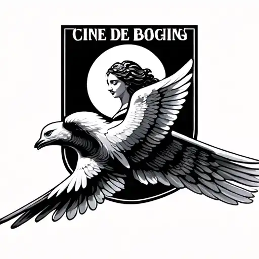 fan de avion boing con alas de angel tattoo design idea