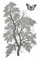 White Willow branch with names dates and GPS locations incorporated in the trees details tattoo design idea