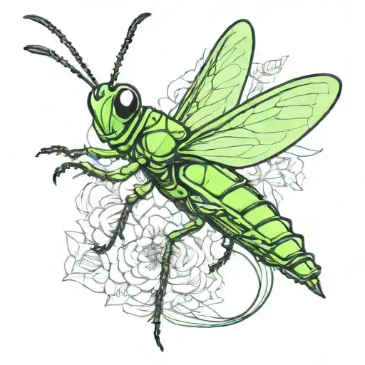 grasshopper with lucador mask tattoo design idea