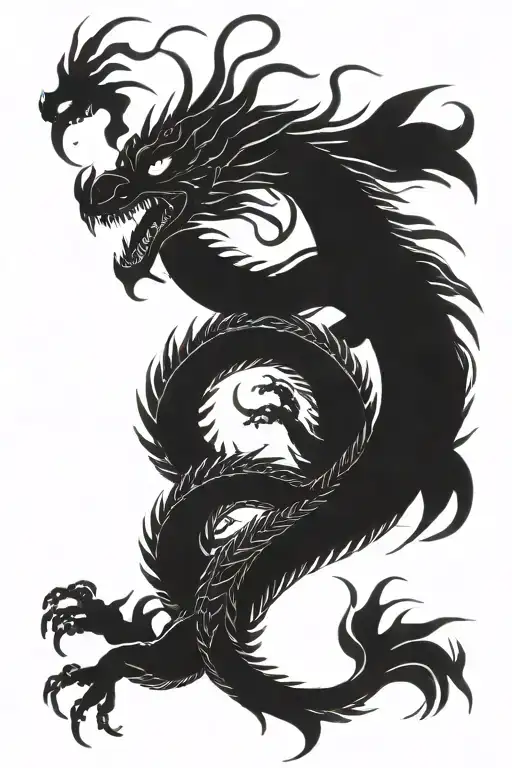 japanese dragon breathing fire tattoo design idea