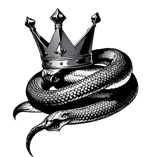 broken crown with snake wrapped through around it tattoo design idea