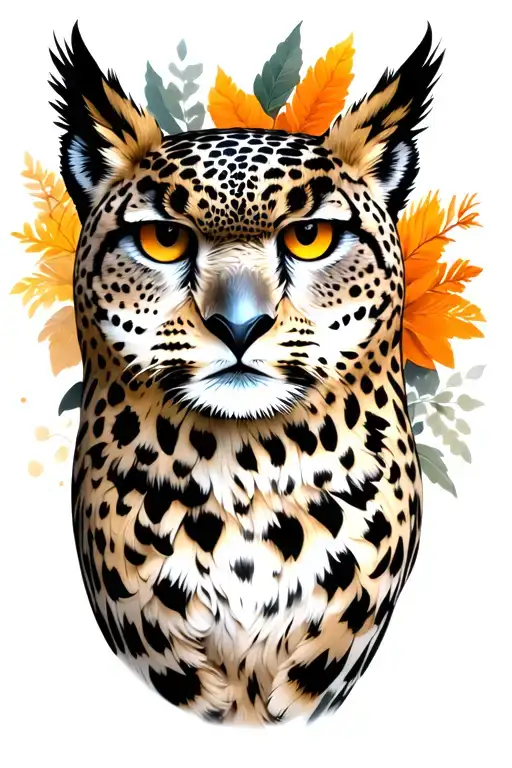 snow leopard, owl, eagle tattoo design idea