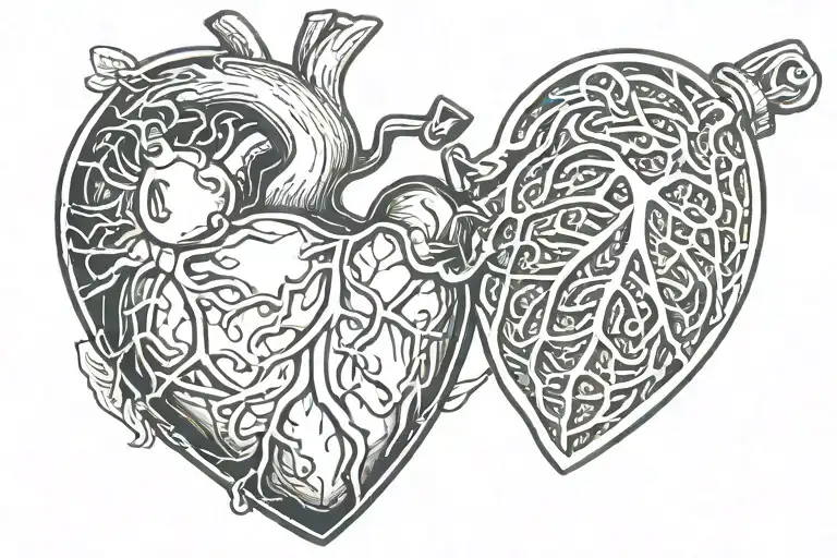 anatomical heart shaped locket tattoo design idea