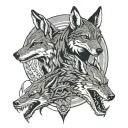 Coyote, dragon, and shark entwined together native american style tattoo design idea