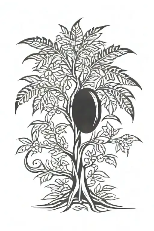 mango tree silhouette tattoo design idea