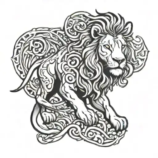 Angel lion 420 time tattoo design idea