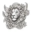 Angel lion 420 time tattoo design idea