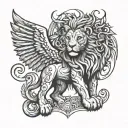 Angel lion 420 time tattoo design idea