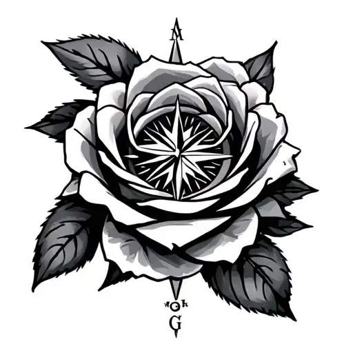 Geometric rose nautical compass tattoo tattoo design idea