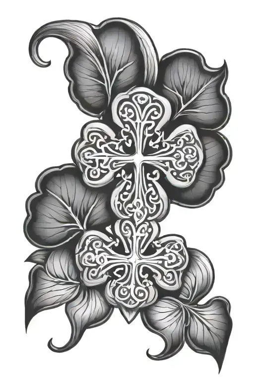 Irish clover leaf clover intertwined with cross  tattoo design idea
