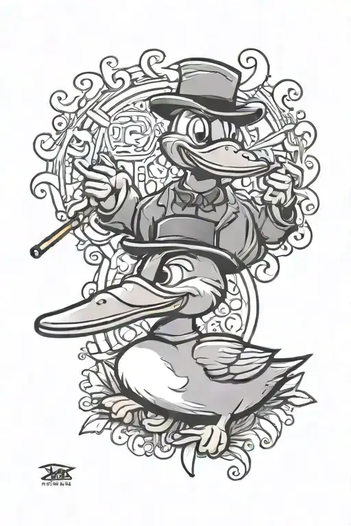 ducks spliff drugs cartoon rubber tattoo design idea