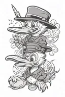 ducks spliff drugs cartoon rubber tattoo design idea