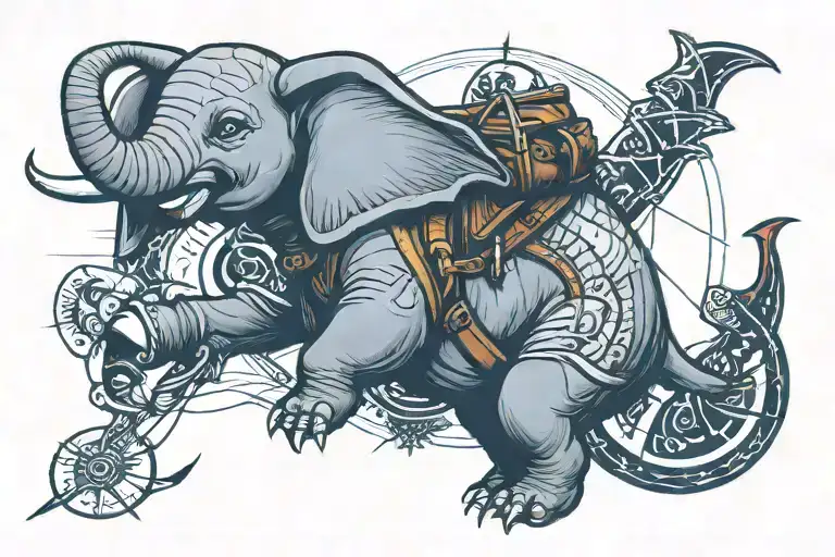 dumbo and assassins creed tattoo design idea