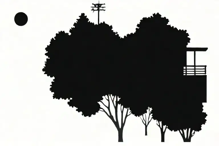  Los Angeles lifeguard tower nestled in Aspen trees tattoo design idea