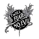 bible verse I will fear no evil tattoo design idea