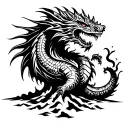 Quetzalcoatl dragon emerging out of volcano erupting. mayan tribal designed volcano tattoo design idea