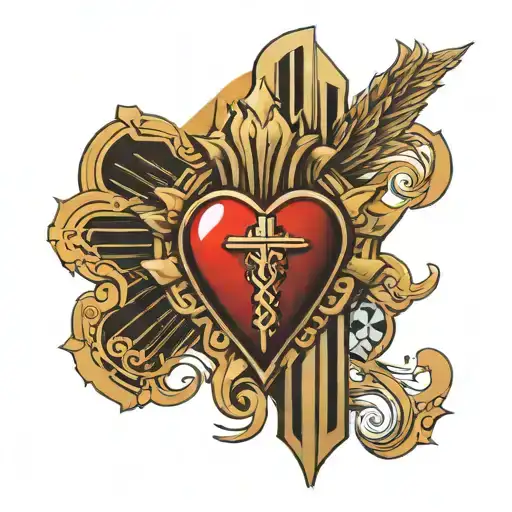 sacred-heart of jesus christ art deco architecture patterns tattoo design idea