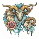 Aries, Aquarius, Jaybird tattoo design idea