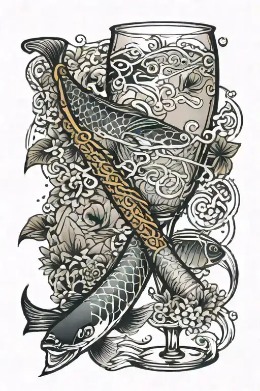 fishing champagne flute capturing the essence tattoo design idea