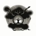 tree of life with a triskele on the roots tattoo design idea