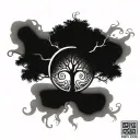 tree of life with a triskele on the roots tattoo design idea