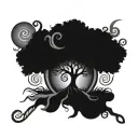 tree of life with a triskele on the roots tattoo design idea