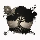 tree of life with a triskele on the roots tattoo design idea