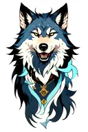 demon and a wolf tattoo design idea