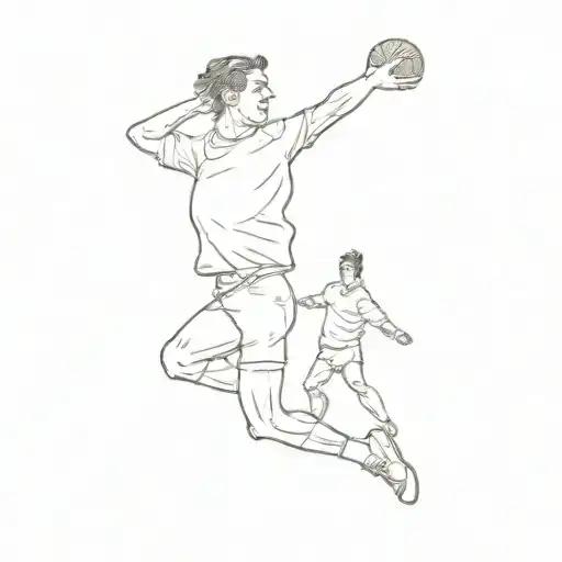 handball player mid throw tattoo design idea
