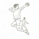 handball player mid throw tattoo design idea