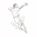 handball player mid throw tattoo design idea