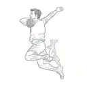 handball player mid throw tattoo design idea