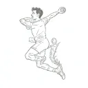 handball player mid throw tattoo design idea
