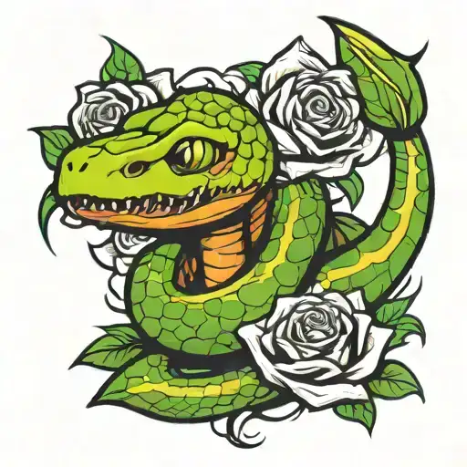 snake wrapped around rose tattoo tattoo design idea
