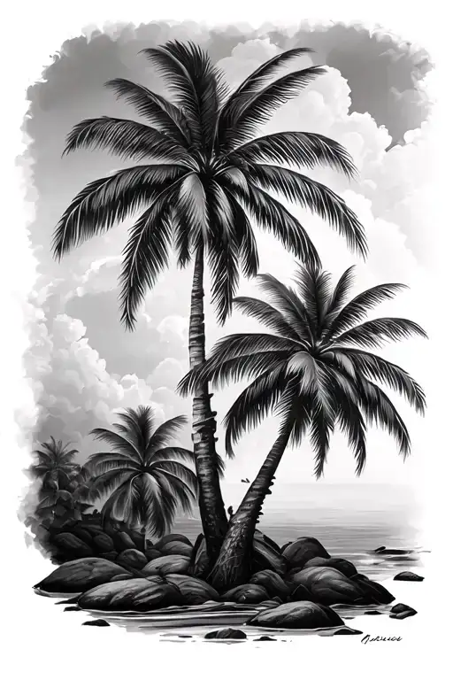 3 palm trees tattoo design idea