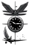 plane low wing clock face tattoo design idea