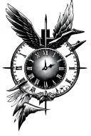 plane low wing clock face tattoo design idea