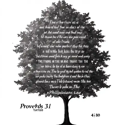 a tree Proverbs 31 as the trunk if the tree and the verses as the branches and leaves Philippians 4:30Philippians 4:10 tattoo design idea