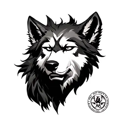 San from Princess Mononoke mask with three wolfs tattoo design idea