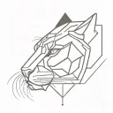 A minimalist geometric tiger head with circuit board patterns integrated into the design tattoo design idea